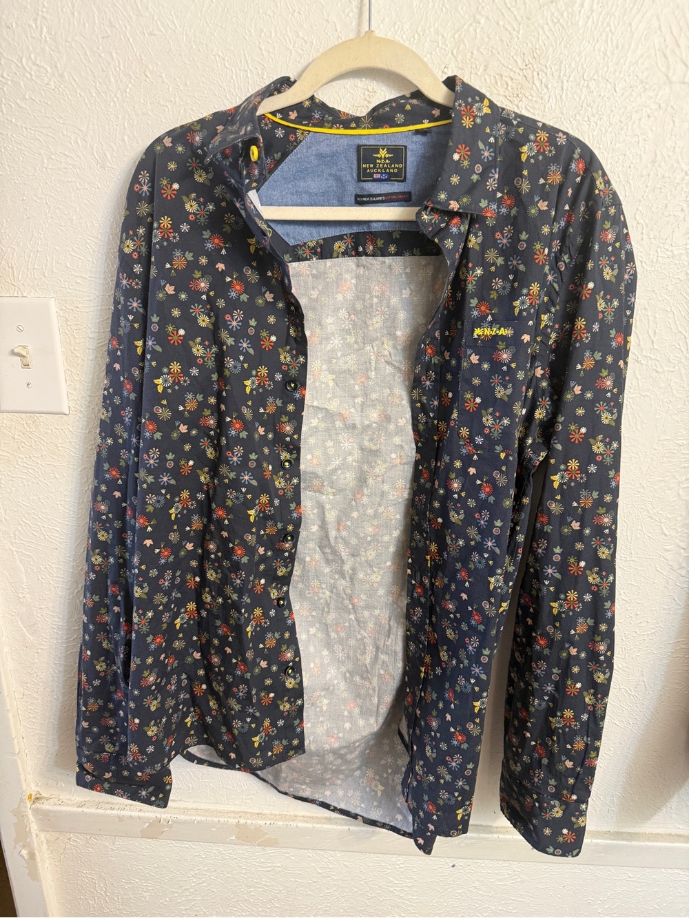 Men’s Floral Long Sleeve Shirt Jacket - Navy